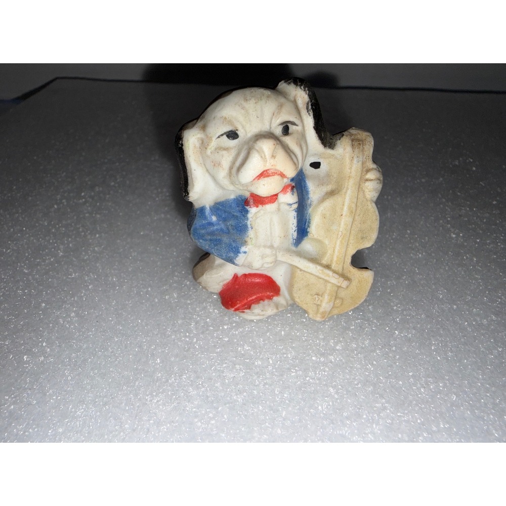 Occupied Japan Ceramic Figurine - Dapper Dog Playing Violin / Cello Musician